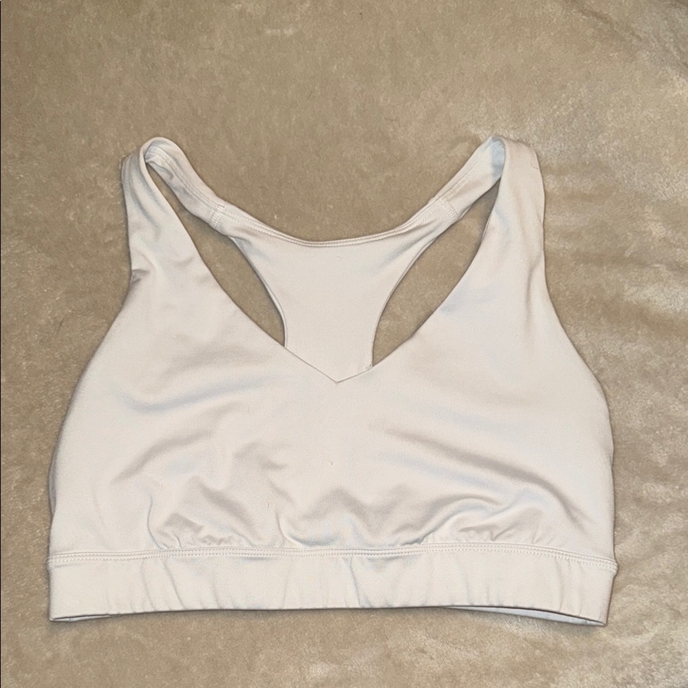 White Racerback Sports Bra with Wide Straps